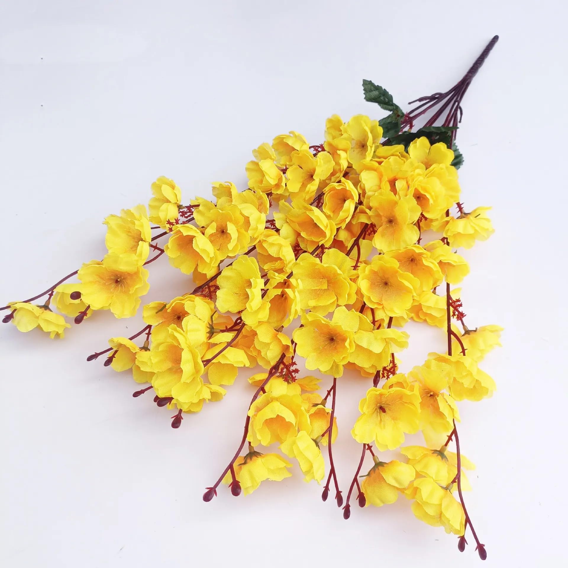 SPHINX Artificial Cherry Blossom Flower Bunches for Vase,Silk Flowers for Home Decoration, Office Décor, Wedding Centerpieces, Party Decor, DIY Crafts, 56cm Tall, 7 Forks Per Bunch- (2, yellow)