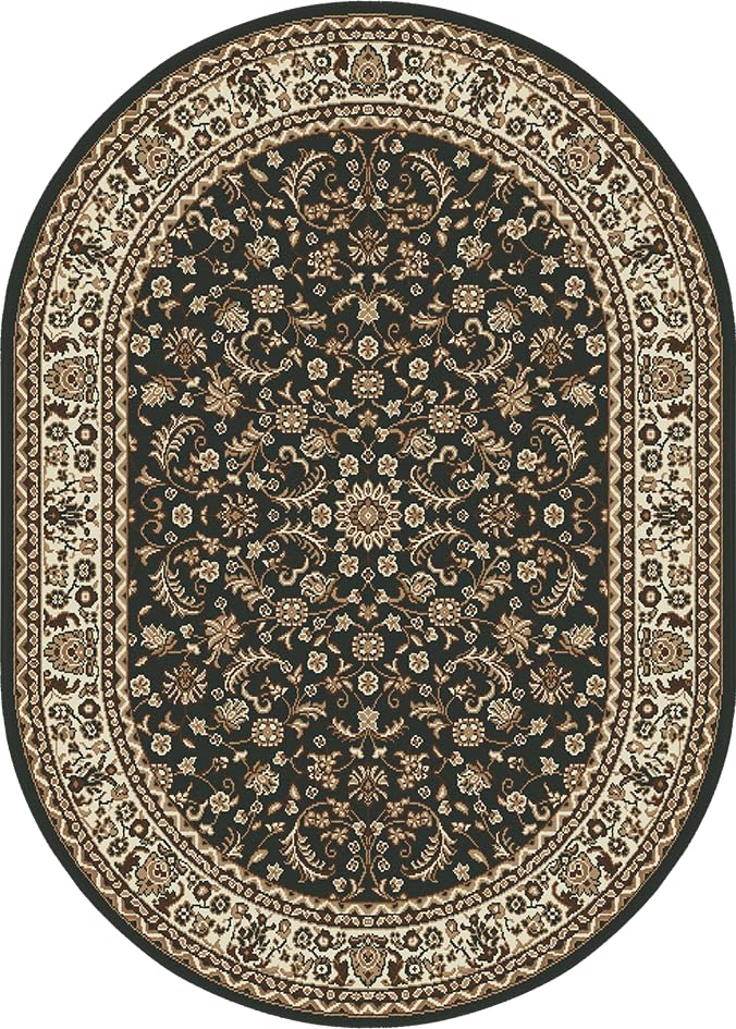 SrS Rugs® Round Circle Large Small Living Room Mat Rug 13 Designs 3 Sizes (Classical Black, 160cm x 225cm Oval Shape)