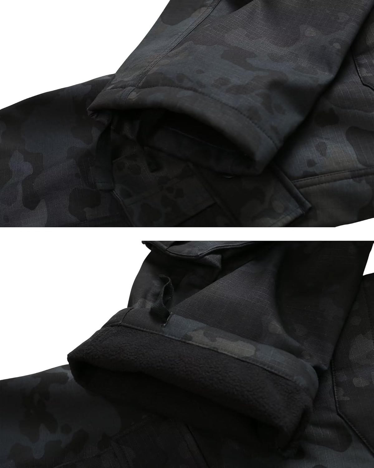 Men's Fleece Lined Hiking Pants Camo Tactical Ski Pants Ripstop Winter Outdoor Work Cargo Pants with 8 Pockets - Image 2