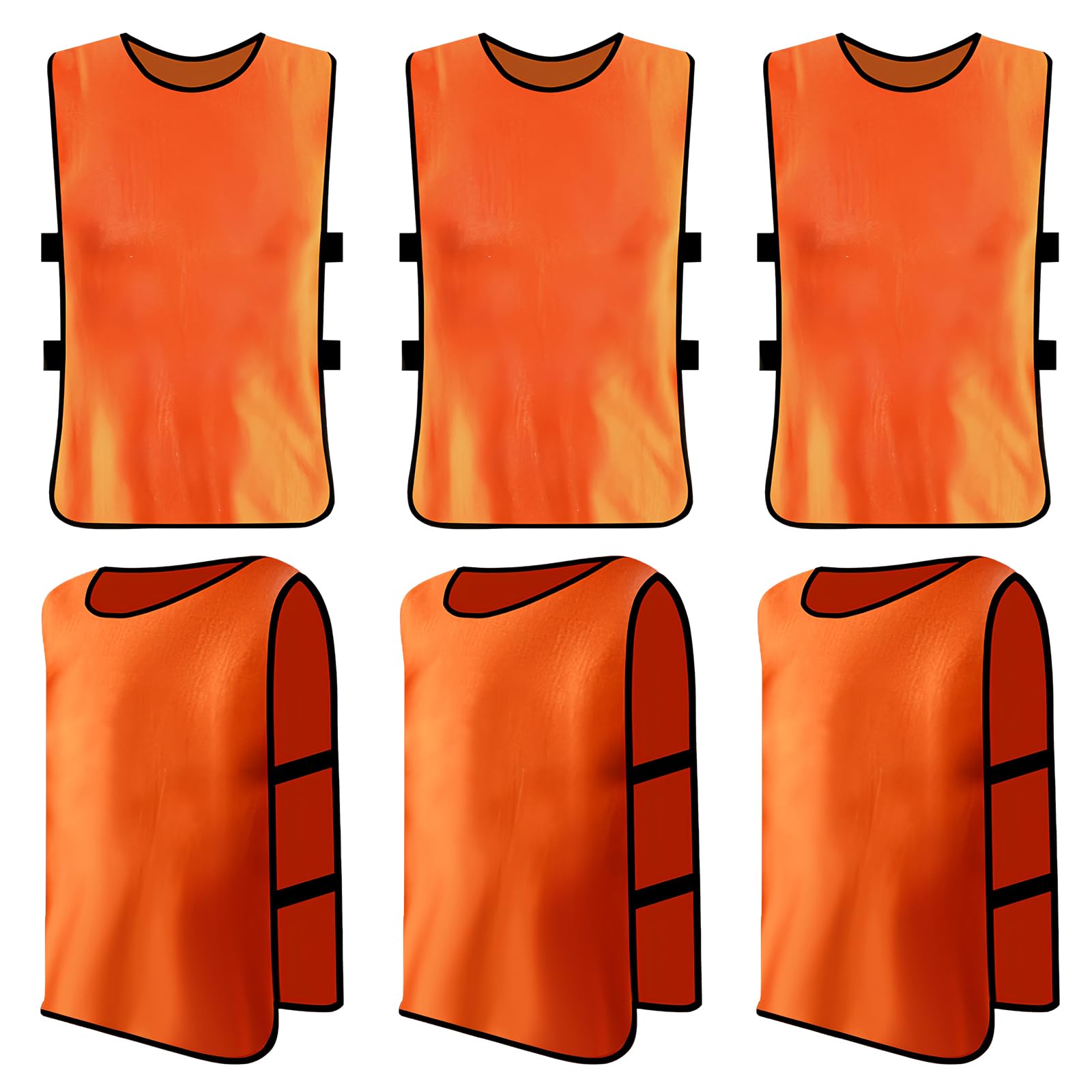 Peto Deportivo para Niños 6 Piezas Chaleco de Entrenamiento Fútbol Netball Rugby Baloncesto Naranja
