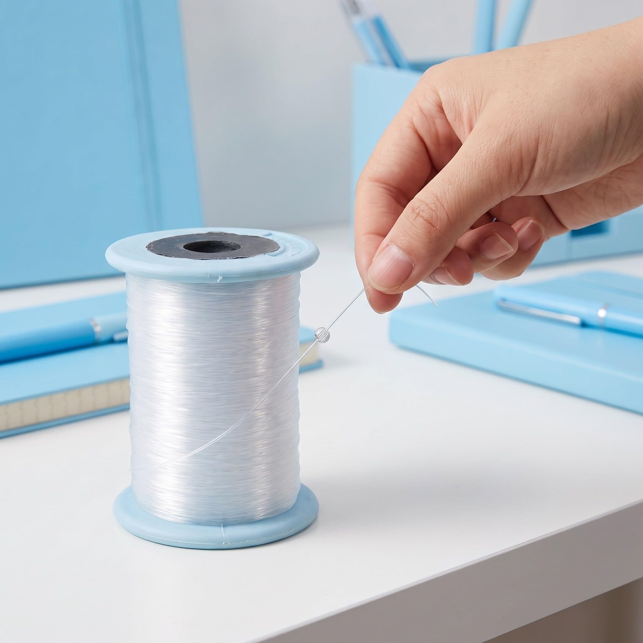 Artibetter 3 rollos de hilo de pescar transparente para manualidades - Hilo de coser de nailon transparente de 0,7 mm x 180 m - de pescar sin elasticidad para trabajos con cuentas, joyería y