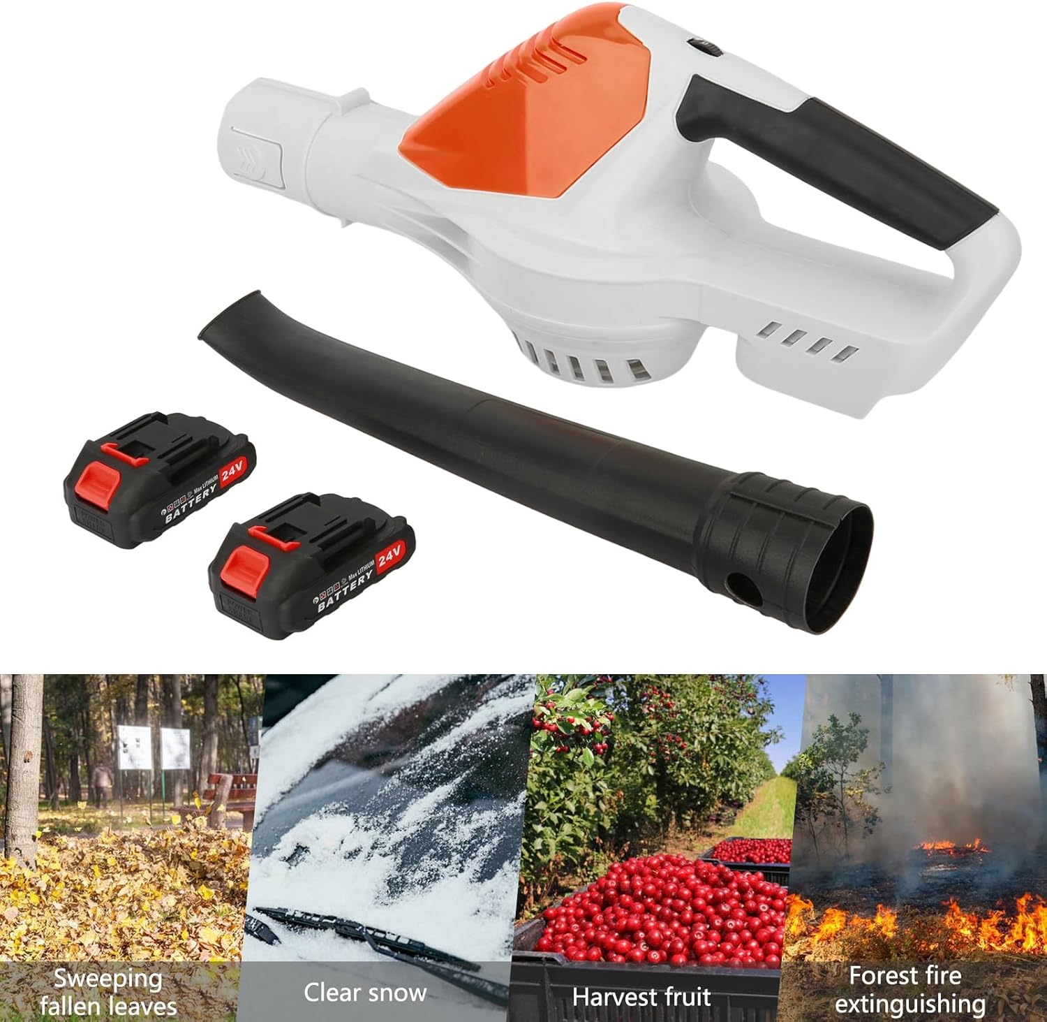 cdar Cordless Leaf Blower,24V Electric Handheld Leaf Blower[180CFM 150 MPH] with 2x1.5Ah Batteries and Charger, for Lawn Care,Battery Powered Leaf Blower for Snow Blowing