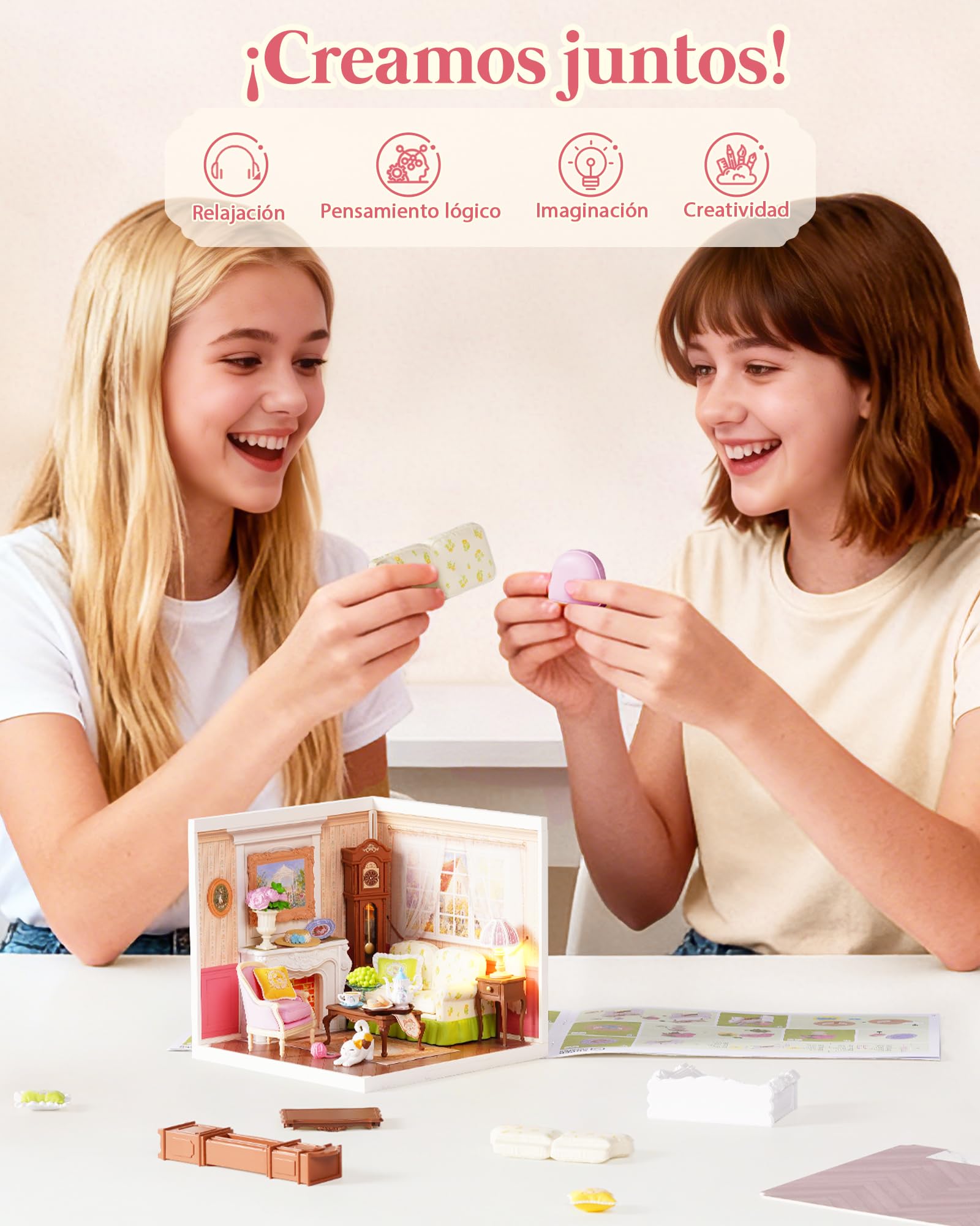 Rolife Super Creator Holiday Tea Time, Kits de casa en miniatura DIY, casa de muñecas piezas de colección y figuras de acción, mini casa para adultos para construir, regalo de cumpleaños y Navidad