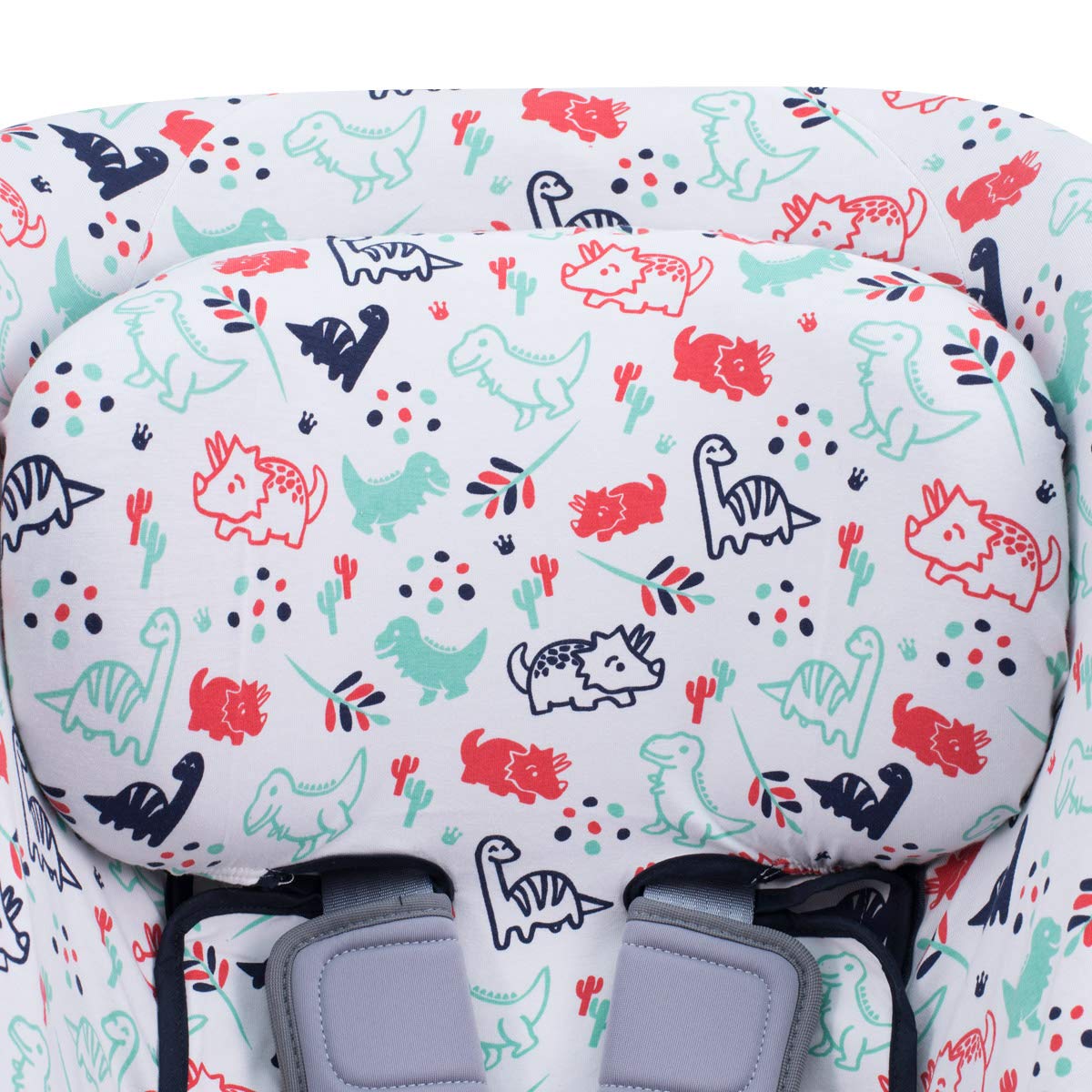 JYOKO Kids Bezug kompatibel mit Romer DualFix, DualFix Isize, SwingFix Isize autokindersitz, aus Baumwolle (Dino Party, DUALFIX-ISIZE -SWINGFIX ISIZE)