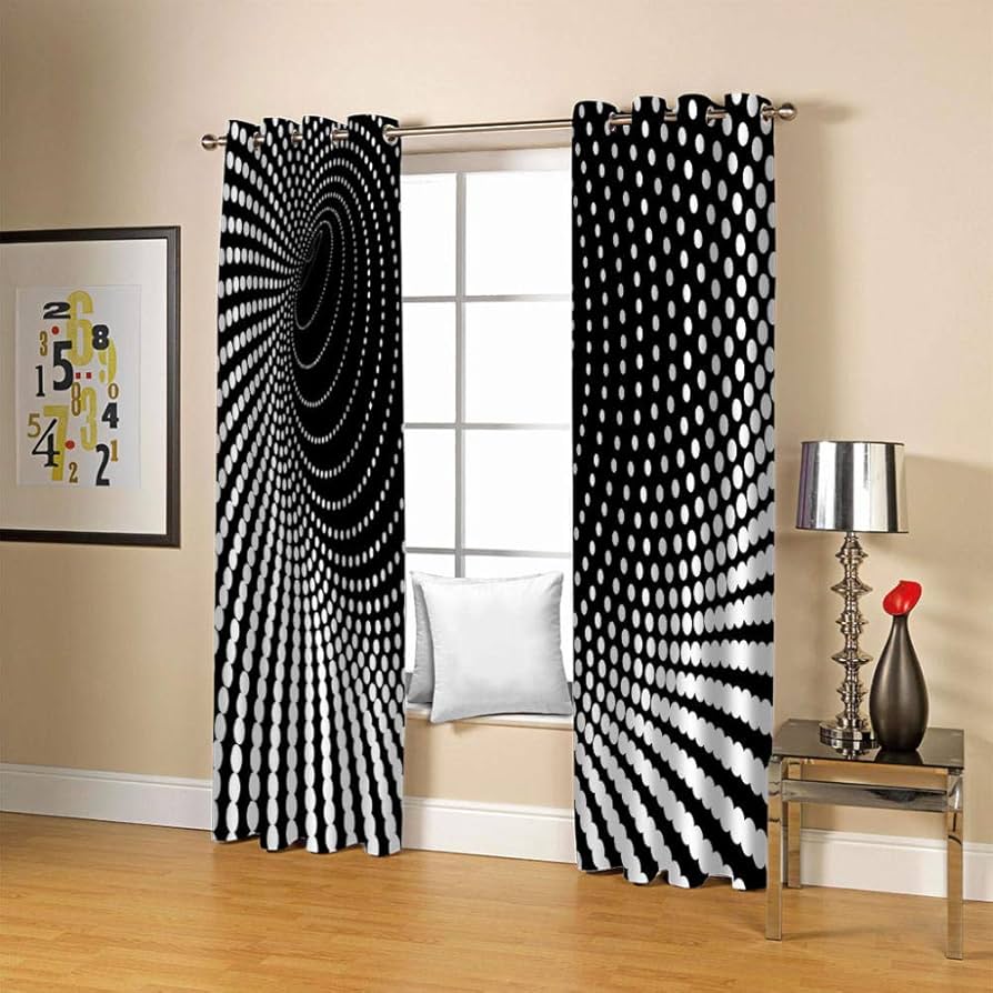Amazon｜ZCLCHQ 北欧カーテン 遮光黒と白と文字 ドレープ