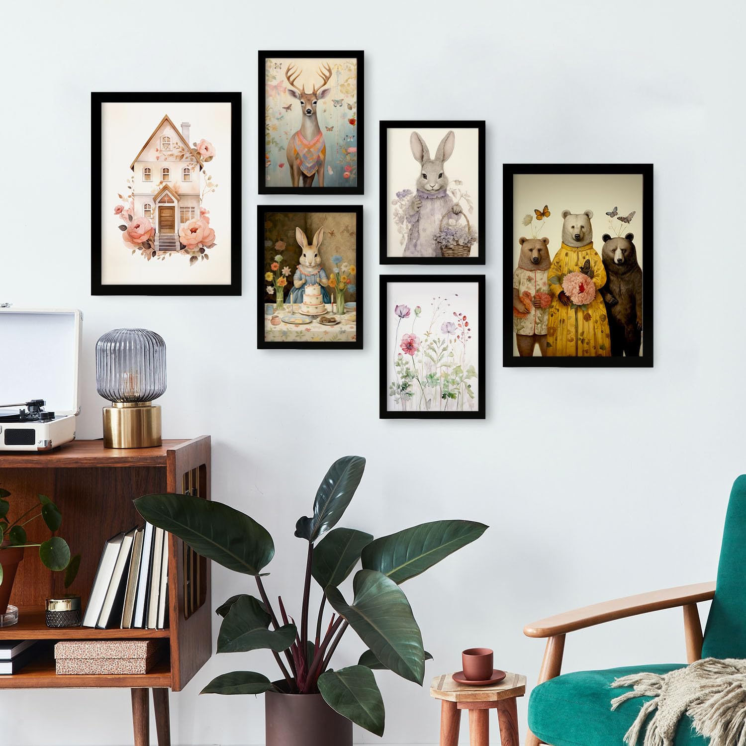 Nacnic Set de 6 Posters de Animales de mariposa Posters. Habitacion infantil. Cuadros decorativos estéticos para su sala de estar, dormitorio, hogar Tamaños A4 y A3 con marcos negros
