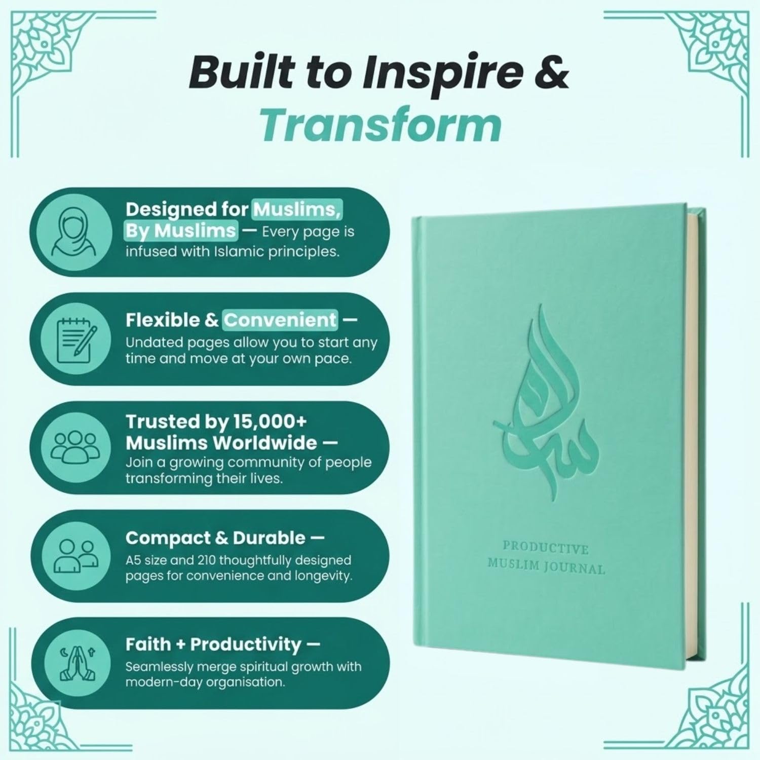 Salam Journal, agenda giornaliera islamica con monitoraggio delle preghiere, Hadith e Duas, layout non datato con copertura di 6 mesi, regalo per Ramadan ed Eid, per musulmani, pianificatore Ramadan