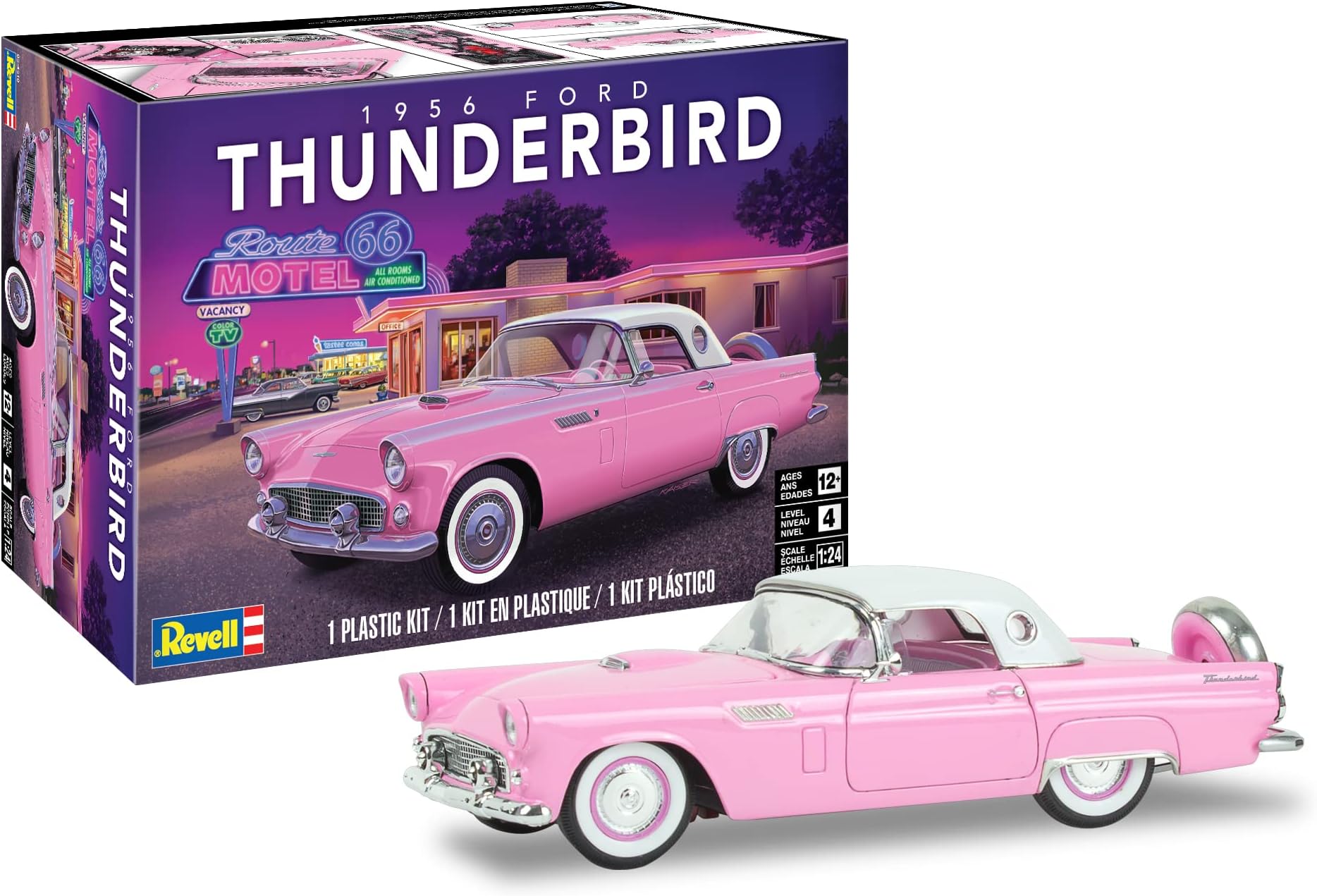 85-4518 1956 Ford Thunderbird Model Car Kit 1:24 Scale 87-Piece Skill Level 4 Plastic Model Building Kit