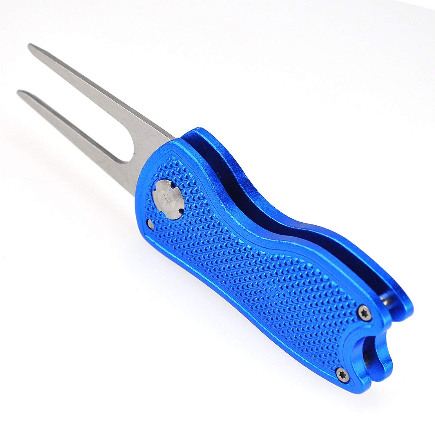 TIMGOU Golf Divot Tool & Club Groove Brush, All Metal Foldable Tool with Repair Pitch Fork and Ball Marker Piece, Double Side Brush with Retractable Zip Line Metal Carabiner