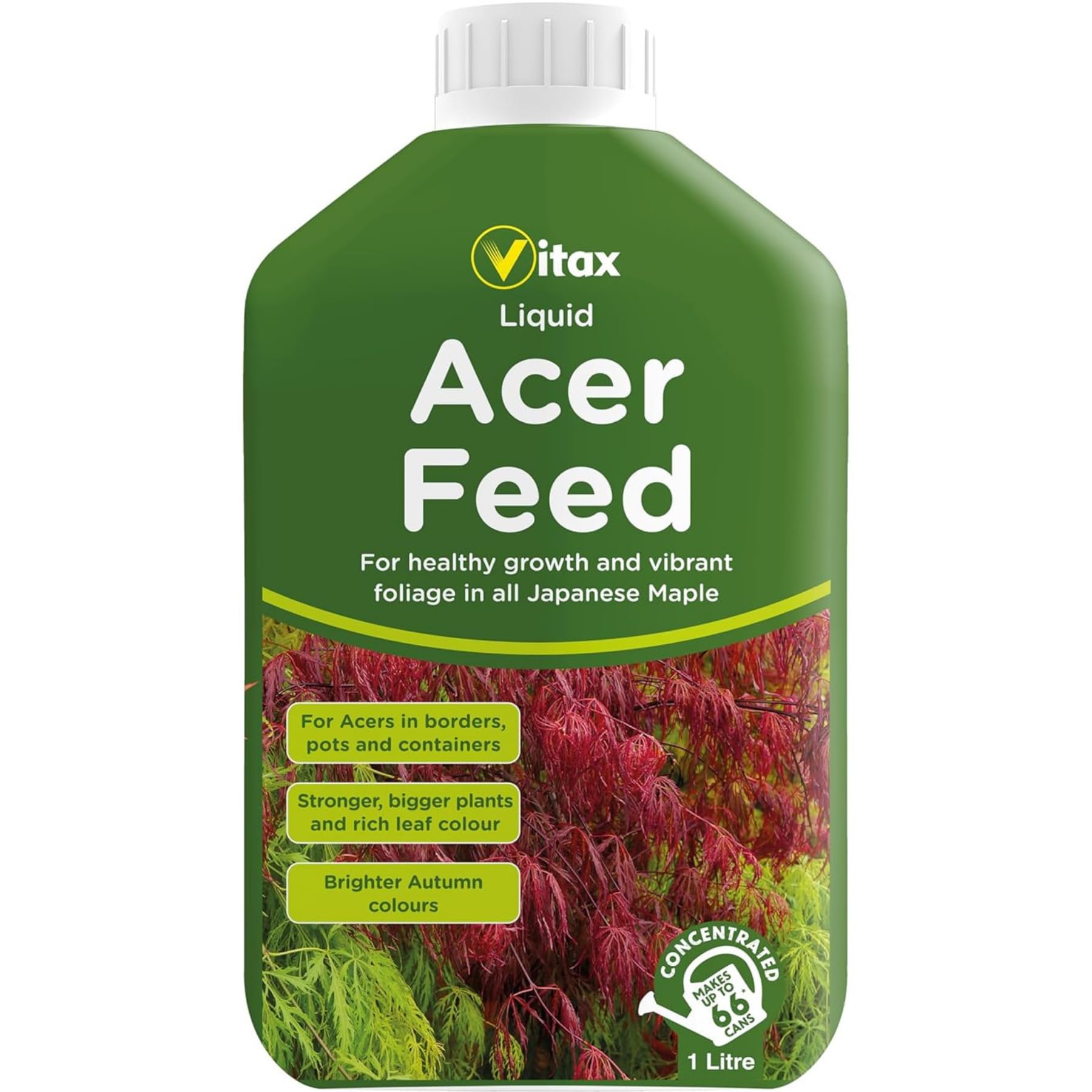 Vitax Acer Liquid Feed 1L | Specialist Japanese Maple Plant Food for Vibrant Foliage & Strong Growth | Balanced NPK Mineral Nutrients for Pots & Borders | Concentrated Formula Makes 66 Watering Cans