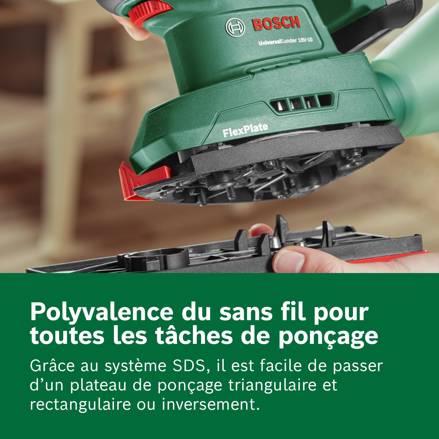 Bosch Ponceuse sans fil UniversalSander 18V-10 (livré dans un carton sans batterie ; 18V ; pour travail du bois ; 32 feuilles abrasives) – Amazon Edition