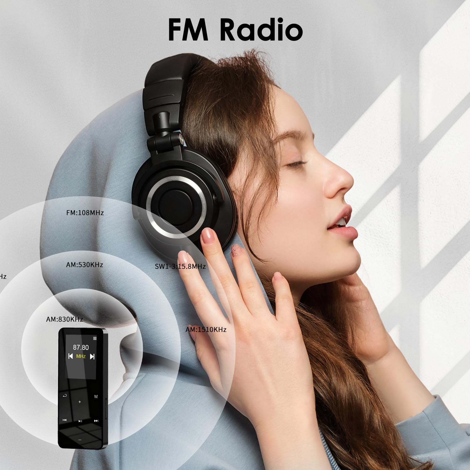 Reproductor MP3 de 24 GB con Bluetooth, reproductores de audio digital MP3 con altavoz, radio FM, reproductor de video, grabadora de voz, función de libro electrónico, sonido HiFi sin pérdidas