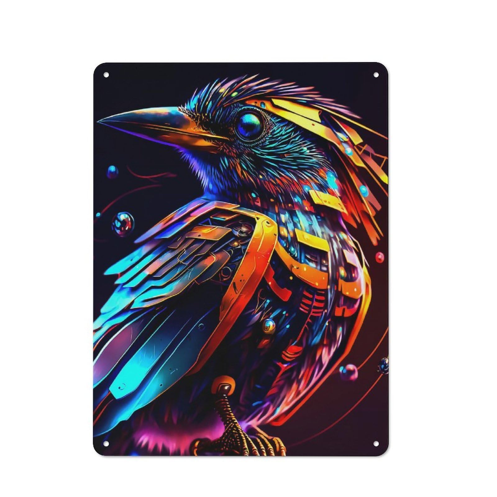 Tin Wall Plaque 40x30cm with Bird for Garage Wall, Suited to People Furnishing A Garage