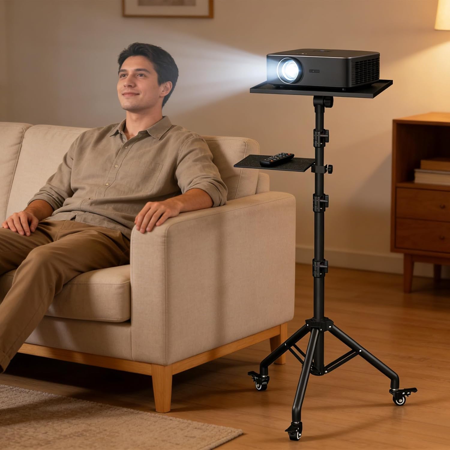 Facilife Projector Stand Tripod on Wheels, Adjustable Height 31-56 Inches, Laptop Tripod Stand Rolling, Heavy Duty Projector Tripod Metal Construction, Multifunctional for Office & Home (31-56 Inches)