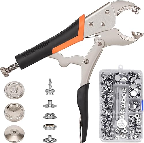 Miniatura 8 de Kit de cierres a presión resistentes, versión mejorada alicates a presión para broches de metal, kit de herramientas de lona CENOZ con 3 troqueles,