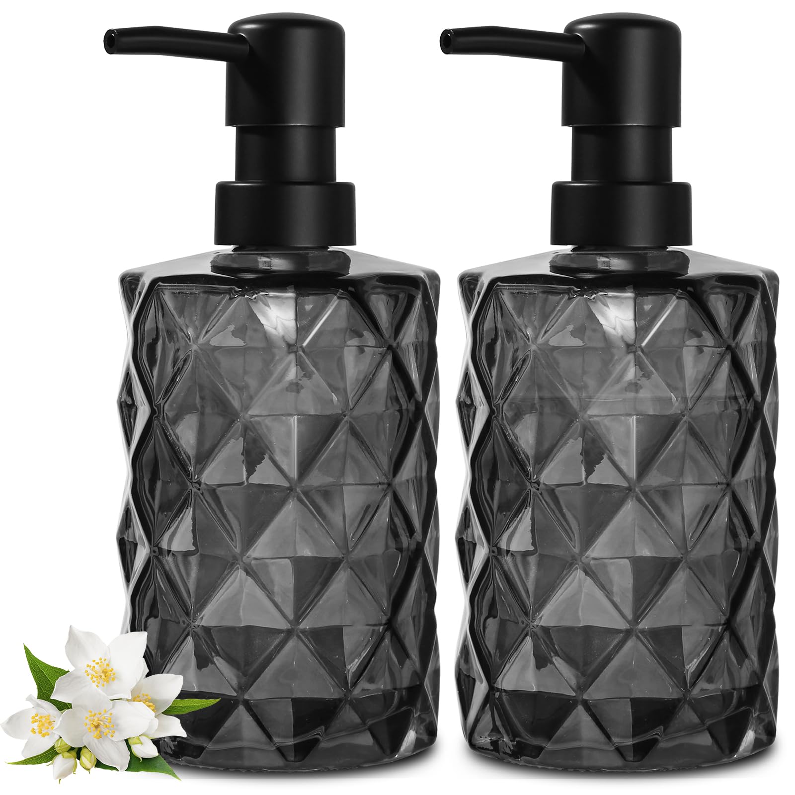 Gmisun Seifenspender, 330ml Seifenspender Glas, 2 Stück Spülmittelspender Schwarz, Moderne Pumpspender Aus Glas Für Badezimmer, Handseifenspender, Flüssigseifenspender