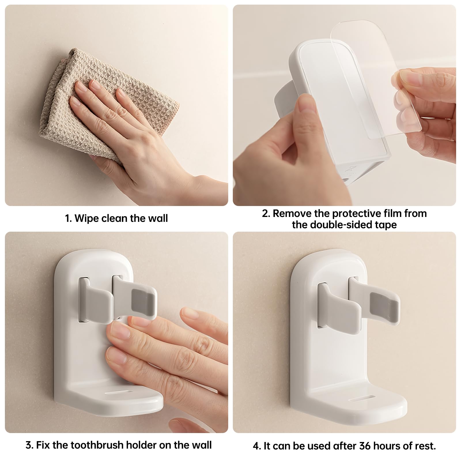 Nearockle Portaspazzolino Elettrico Da Parete - 6 Pezzi In Silicone Con Gancio Multifunzione - Adesivo Super Forte Per Bagno - 4