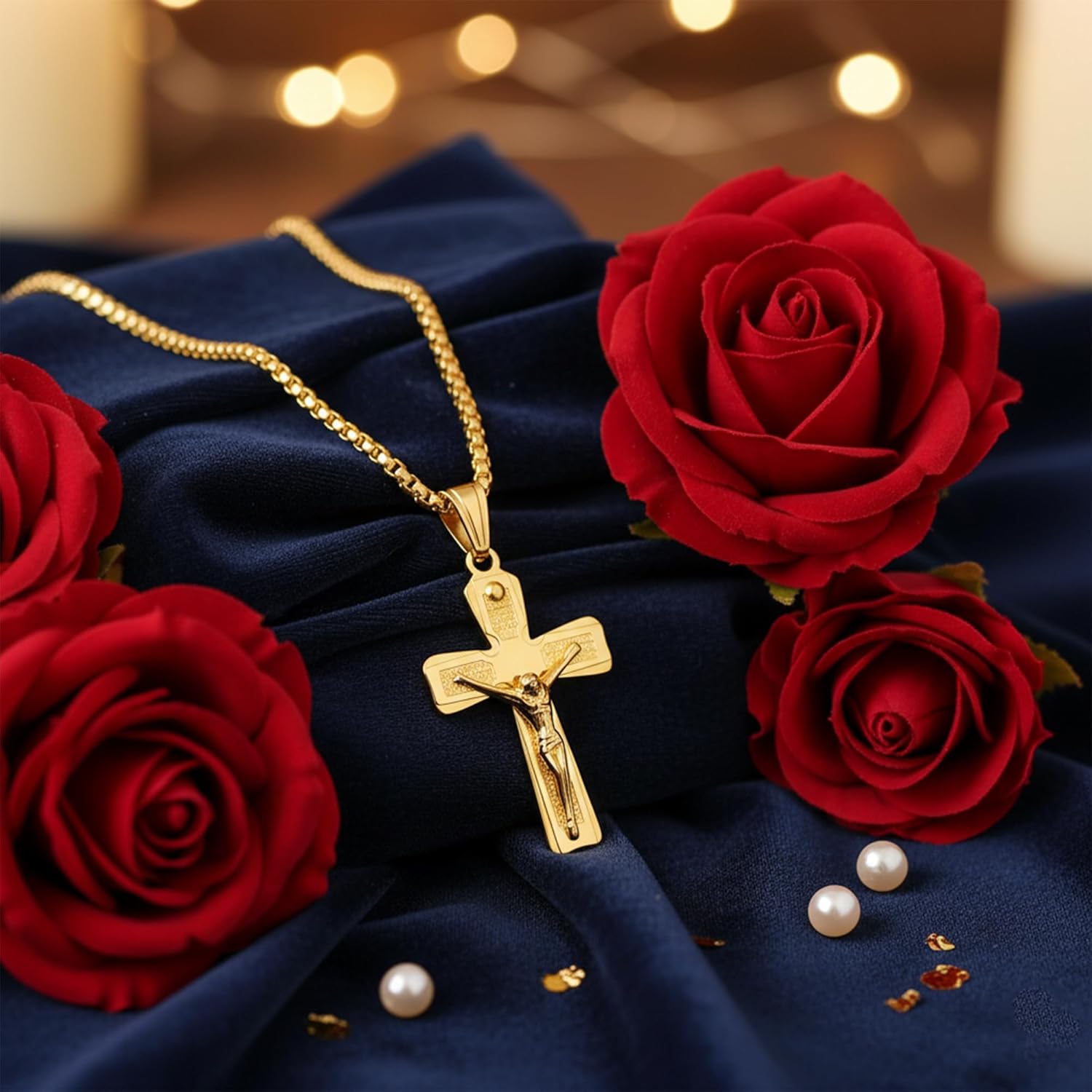14k Gold Plated/silver Cross Necklace for women and men Religious Christian Gifts for Women Men First Communion Gifts Baptism Easter Basket Fillers Cross Necklace - Image 5