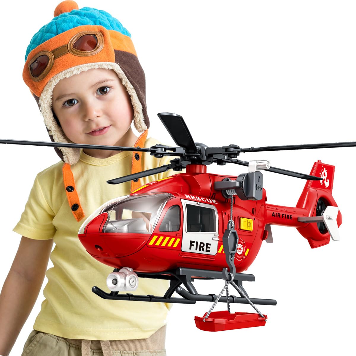 Amazon.co.jp: Wenbeier 消防救助ヘリコプター おもちゃ 男の子用