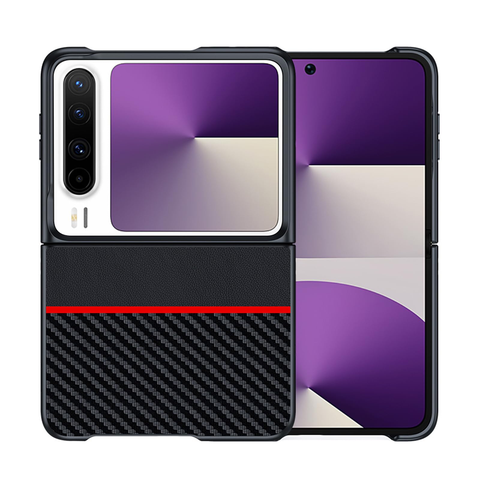 Carcasa para Huawei Pura X, Ultra Delgado Fibra Carbono Texture Caso De Cuero Minimalist Prueba De Golpes Protección Funda De Móvil,Rojo,Pura X