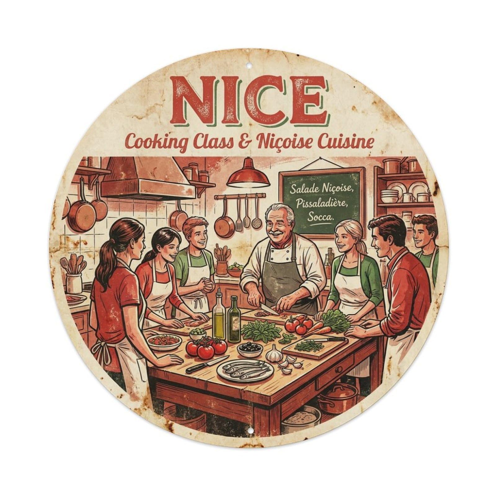 Olhnbad Style Cooking Class Nicoise Cuisine Nice Culture Travel Metal Tin Sign