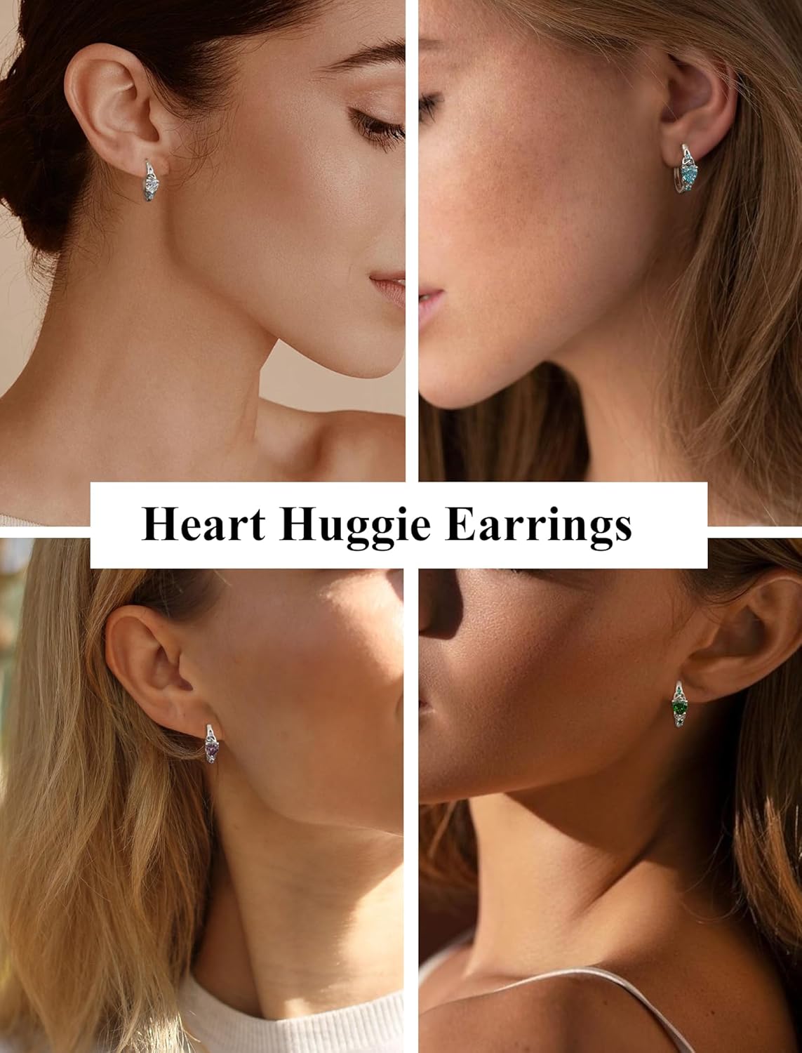 Heart Huggie Earrings Sterling Silver Hoops Celtic Knot Birthstone Jewelry Gift for Women - Image 3