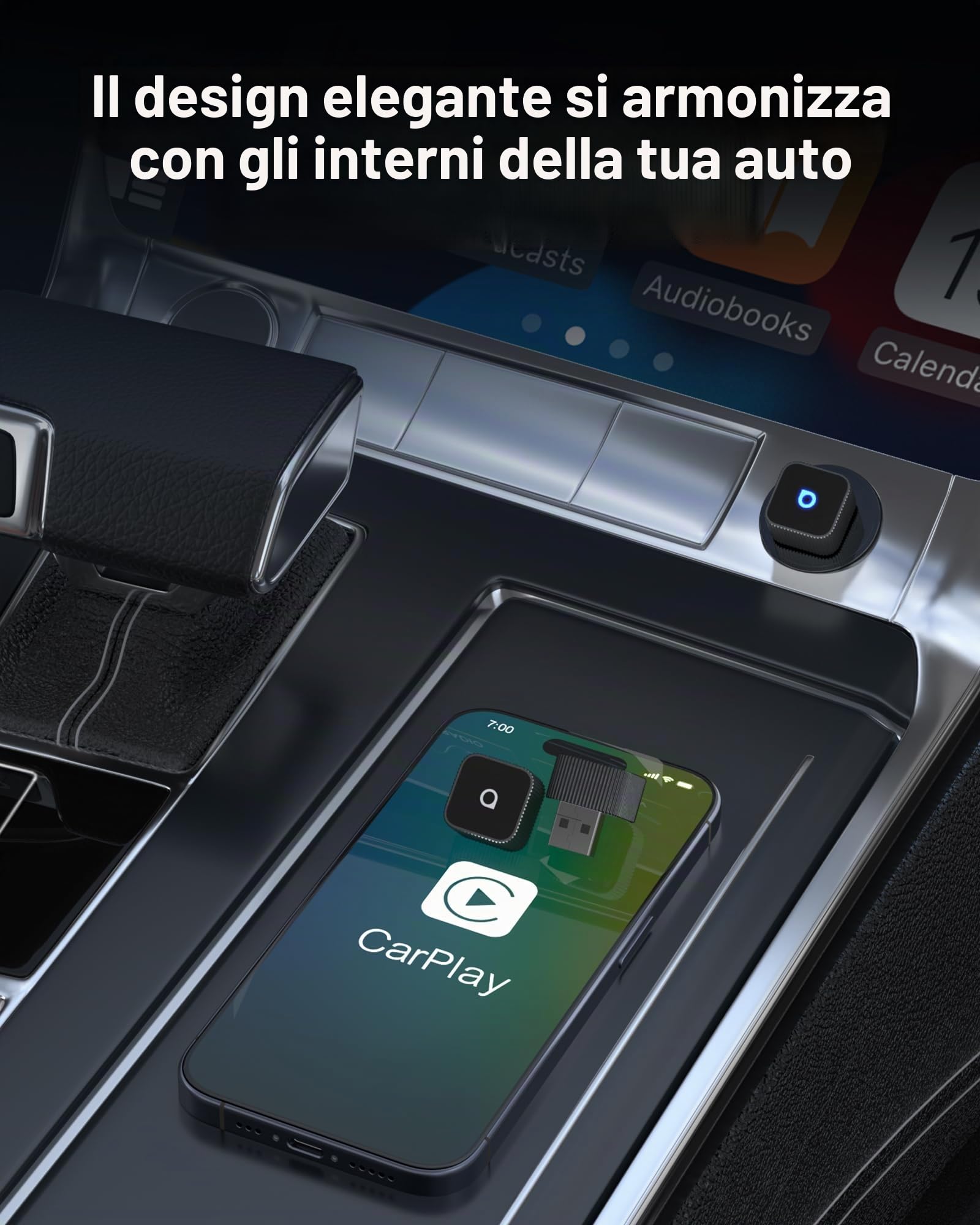 OTTOCAST Mini Slim 2026 Adattatore Wireless CarPlay e Android Auto, Adattatore 2-in-1 per Auto con CarPlay e Android Auto Cablati, Plug & Play, Riconnessione Automatica