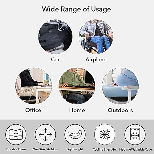 Miniatura 7 de Cojín de asiento de gel mejorado y espuma viscoelástica de alta calidad, cojín ortopédico para asiento de automóvil, cojín de silla para alivio del