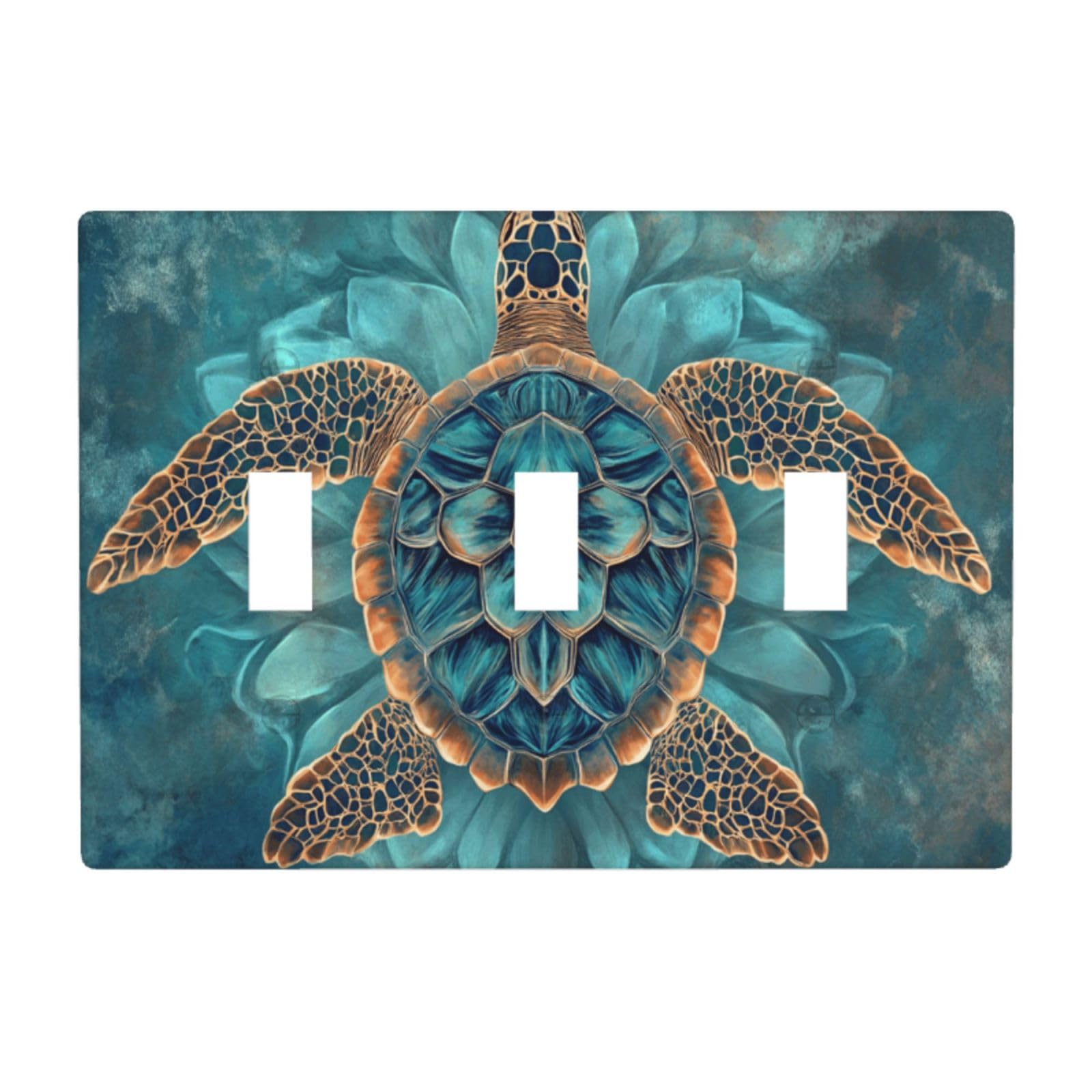 Woshuwo White Sea Turtle Mandala-Style Light Switch Covers 3 Gang Triple Toggle Wall Plate Switchplate Electrical Faceplate For Bathroom Kitchen Bedroom Decor