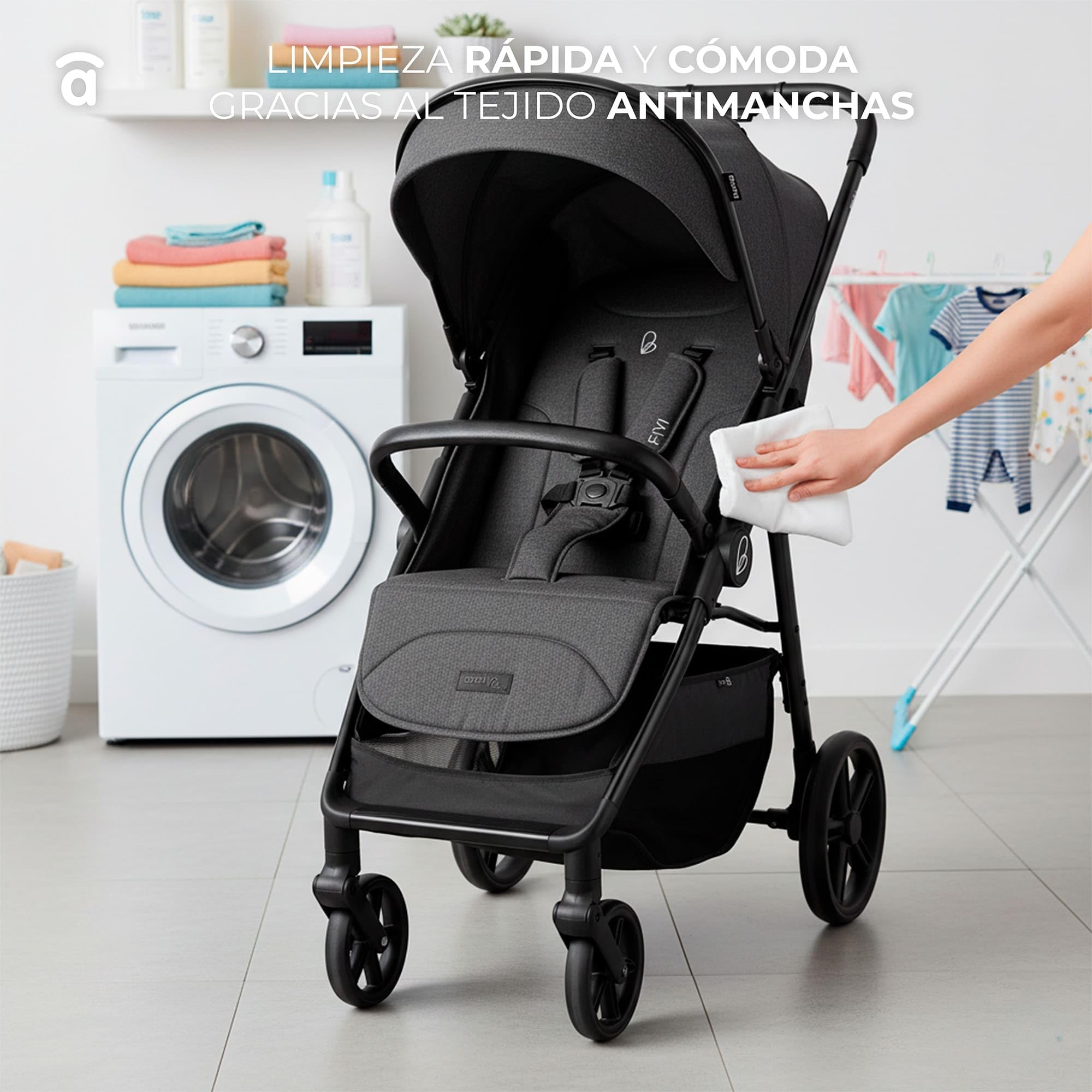 Asalvo FIYI Silla de Paseo, Carrito bebé, Carro para bebés, Confortable, Ultraligera, Segura, Capota con Ventana y Freno Trasero, Manejable, Plegado compacto, Carga Máxima 24 kg, Negro