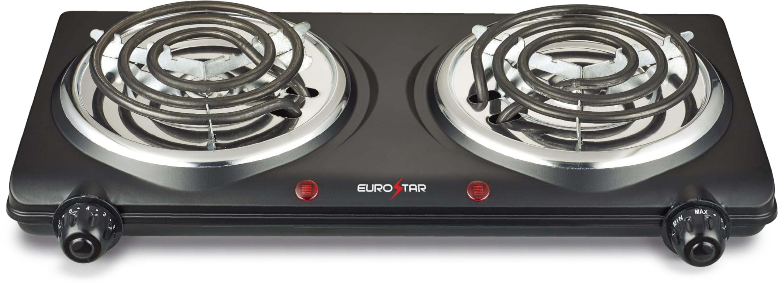EUROSTAR ES202BK Double Burner with Spiral Plates, Black