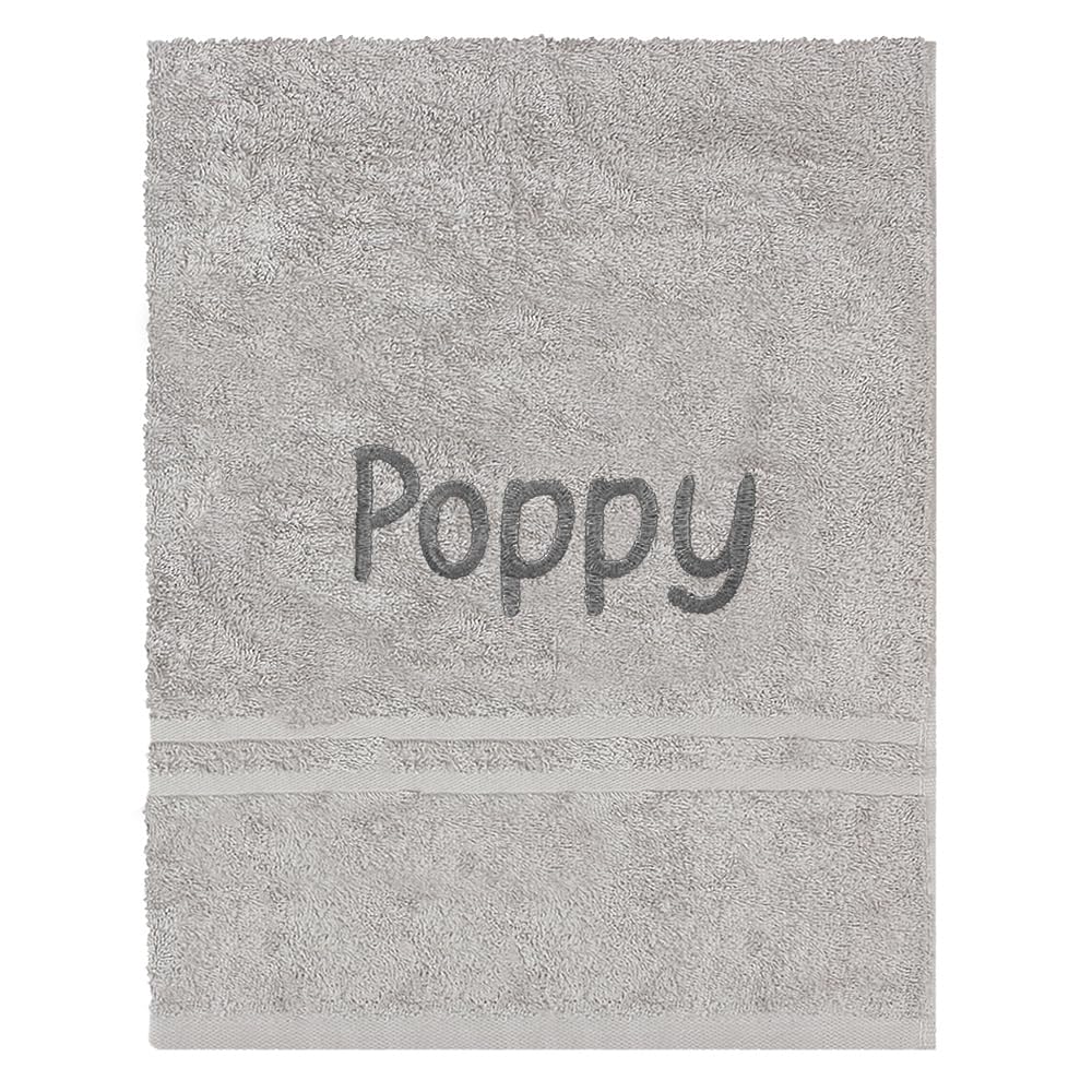 TeddyT's Personalised Girls School Swimming Bath Towel with Embroidered Name (Silver Grey)