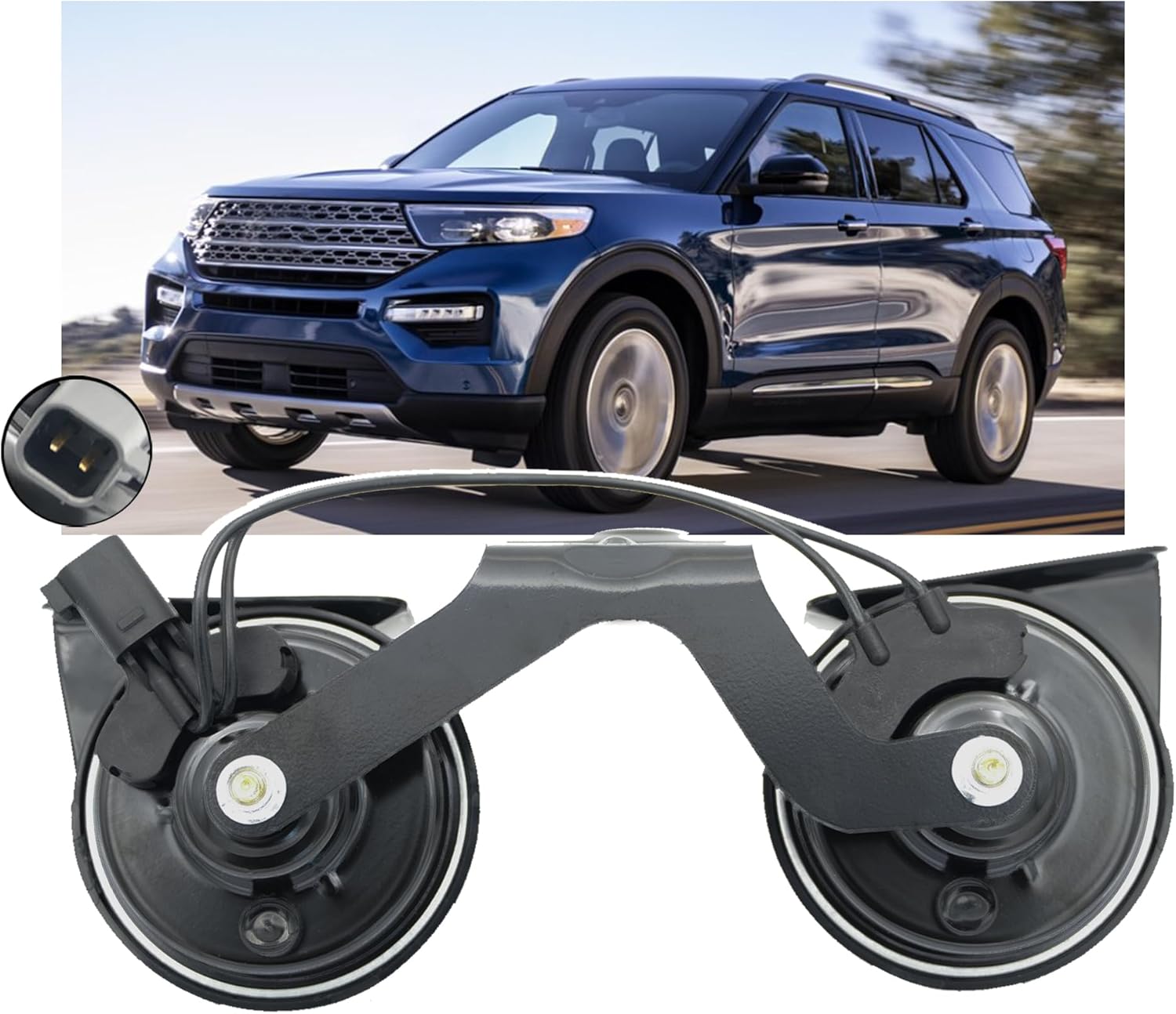 Two Channel Horn Assembly With Bracket Waterproof Compatible with Ford Explorer 2016-2019 12V Replace OE GB5Z-13832-A