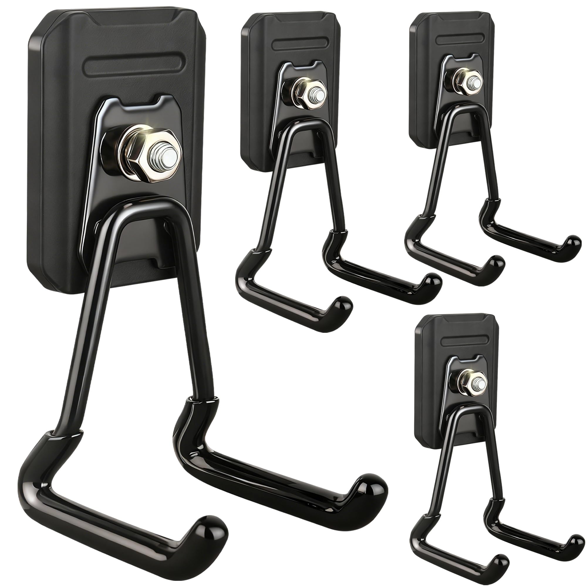 Heavy Duty Magnetic Hook, Large Utility Storage Magnetic Garage Hooks, Strong Magnet Hooks for Hanging Power Tool Hose Drill Metal Cart in Garden Workshop Kitchen (4Pack)