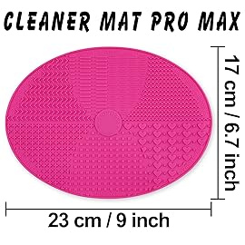 Makeup Brush Cleaner Mat Silicone Brush Cleaning Mat Big Size Make Up Brush Clean Pad with Suction Cup for Makeup Brush Cleaning (Hot Pink)