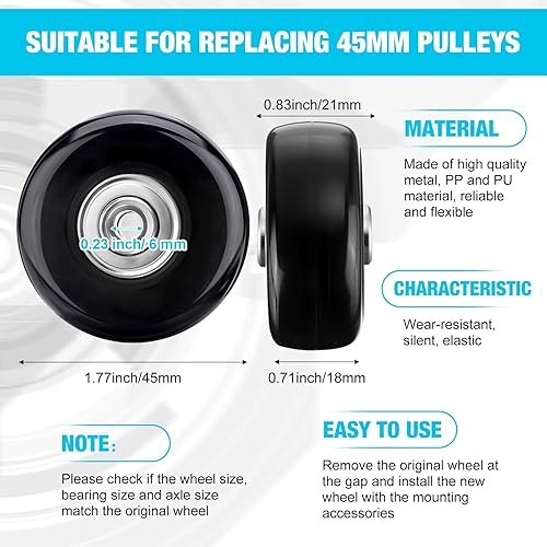 Miniatura 2 de Lenwen Kit de 12 piezas de repuesto para maleta, ruedas giratorias silenciosas, resistentes al desgaste, kits de reparación de rodamientos para