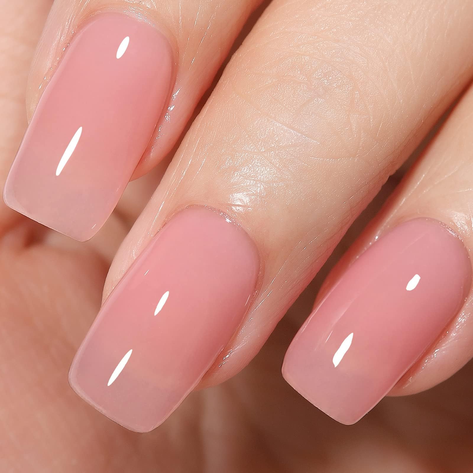 Jelly Gel Nail Polish, 15 ML Pink Translucent Gel Polish, Soak Off UV/LED Lamp, Neutral Color Gel Nail Varnish for Christmas, Nail Art French Manicure DIY at Home