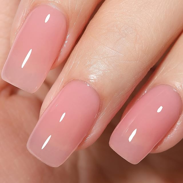 AILLSA Nude Gel Polish - Jelly Gel Nail Polish Sheer Pink Translucent Soak Off UV Gel Polish Neutral Color Nail Gel Polish for Nail Art French Manicure at Home 15ML