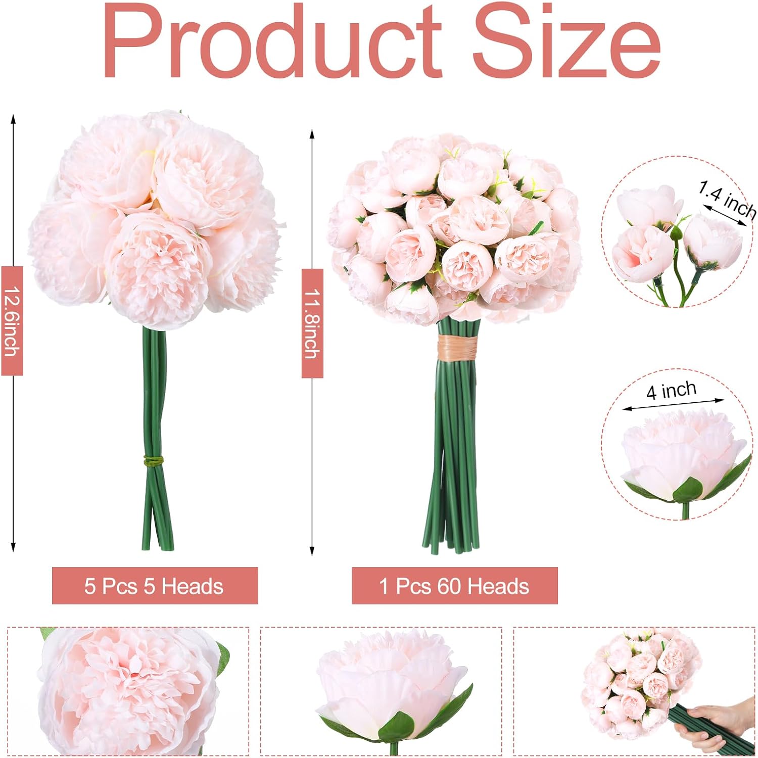 XunYee 85 Pcs Artificial Peonies Faux Silk Flowers Bulk for Vase Vintage Faux Peony Bouquet Florals Stems Arrangements for Valentines Wedding Table Centerpiece Farmhouse Birthday Vase Filler(Pink) - Image 2