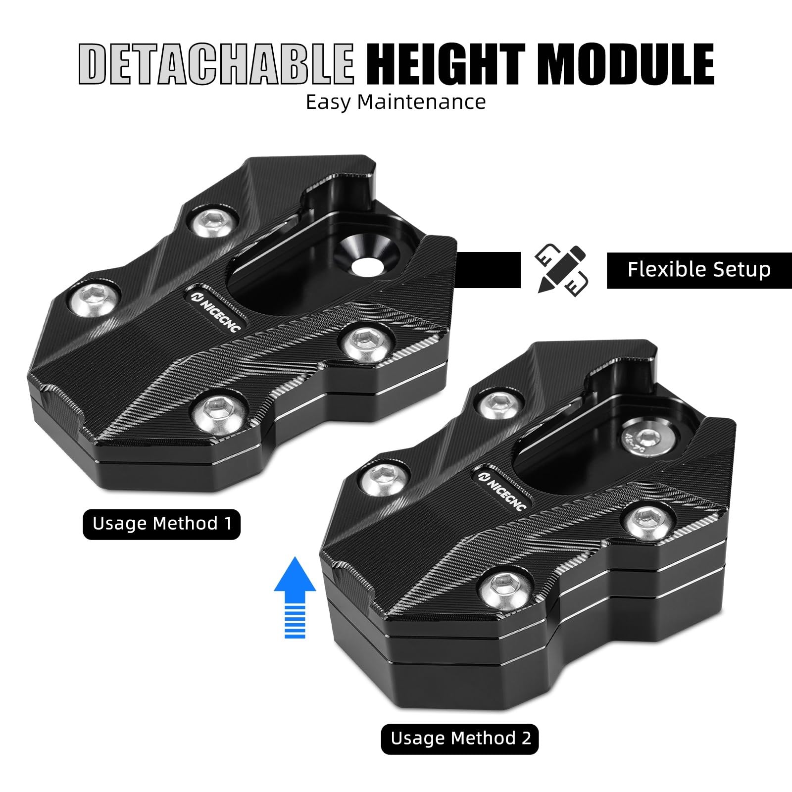 Estriberas Moto para Almohadilla de ampliación para caballete lateral compatible con BMW R1300 GSA suspensión ajuste altura adaptable para GS 2024-2025