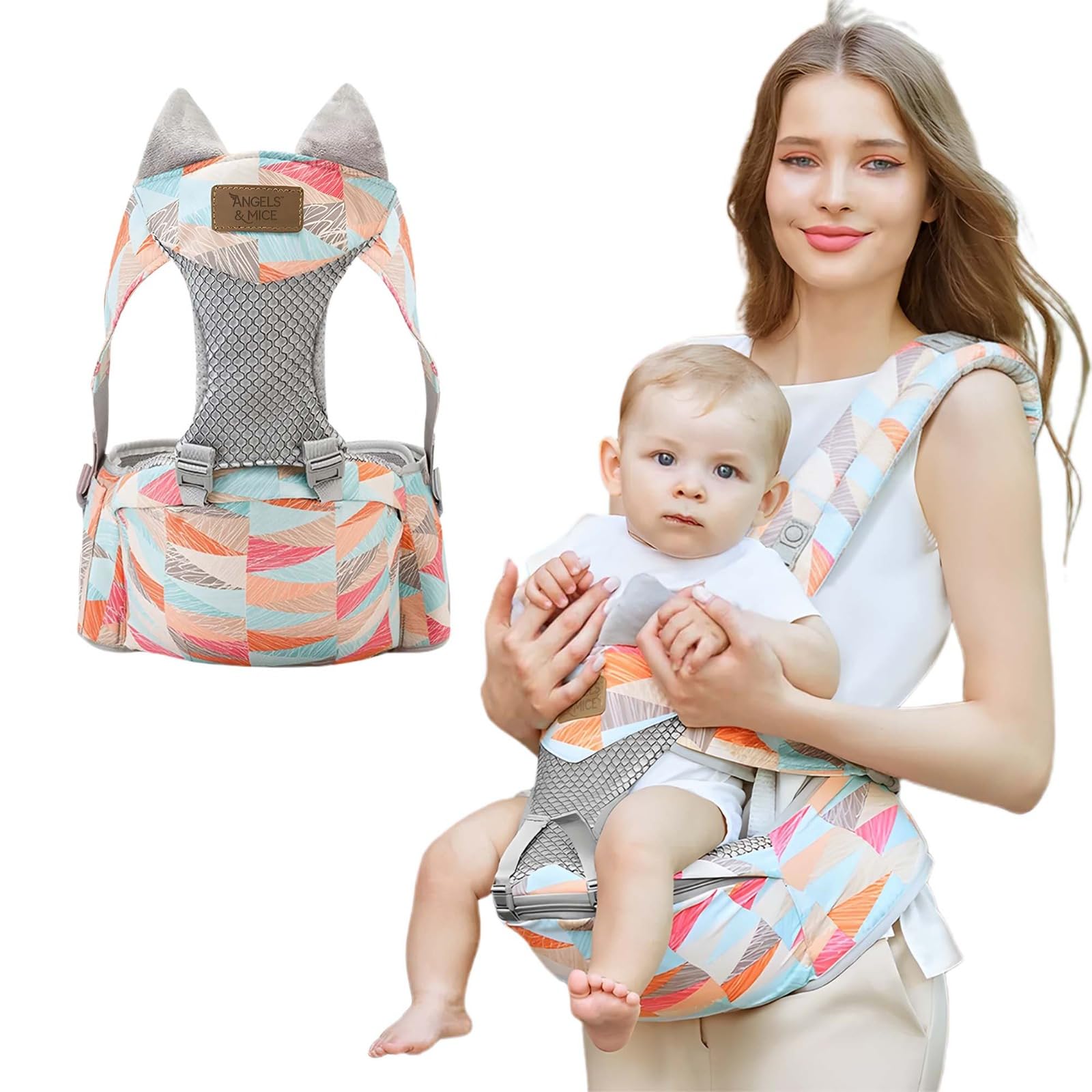 Baby Carrier with 4 Carry Positions Adjustable Hip Seat Belt| 4in1 Hip Seat Baby Carrier 0 to 3year Baby Holder New Born to Toddler Ergonomic M-Shape Seat/Upto 20kg (Pink & Blue)-image-13