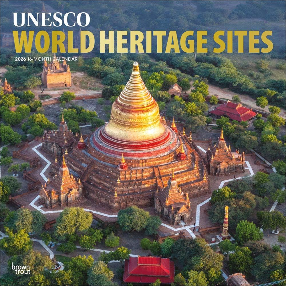 UNESCO World Heritage Sites 2026 12 X 24 Inch Hanging Monthly Square  CALENDAR