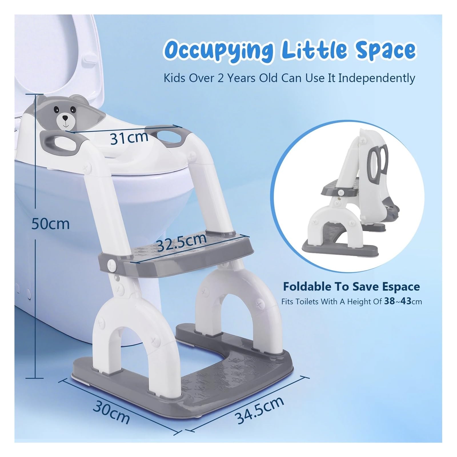 Kinder-Toilettensitz Mit Treppe, Verbesserter Toilettenaufsatz For Kinder, For Jungen Und Mädchen, Höhenverstellbar, Sicherer Toilettensitz Robust Und Bequem