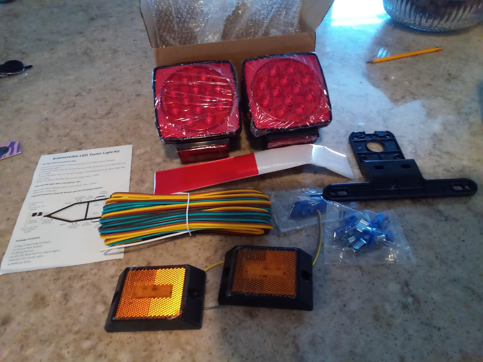 Aila 12V Square LED Trailer Light Kit, Submersible IP68 LED