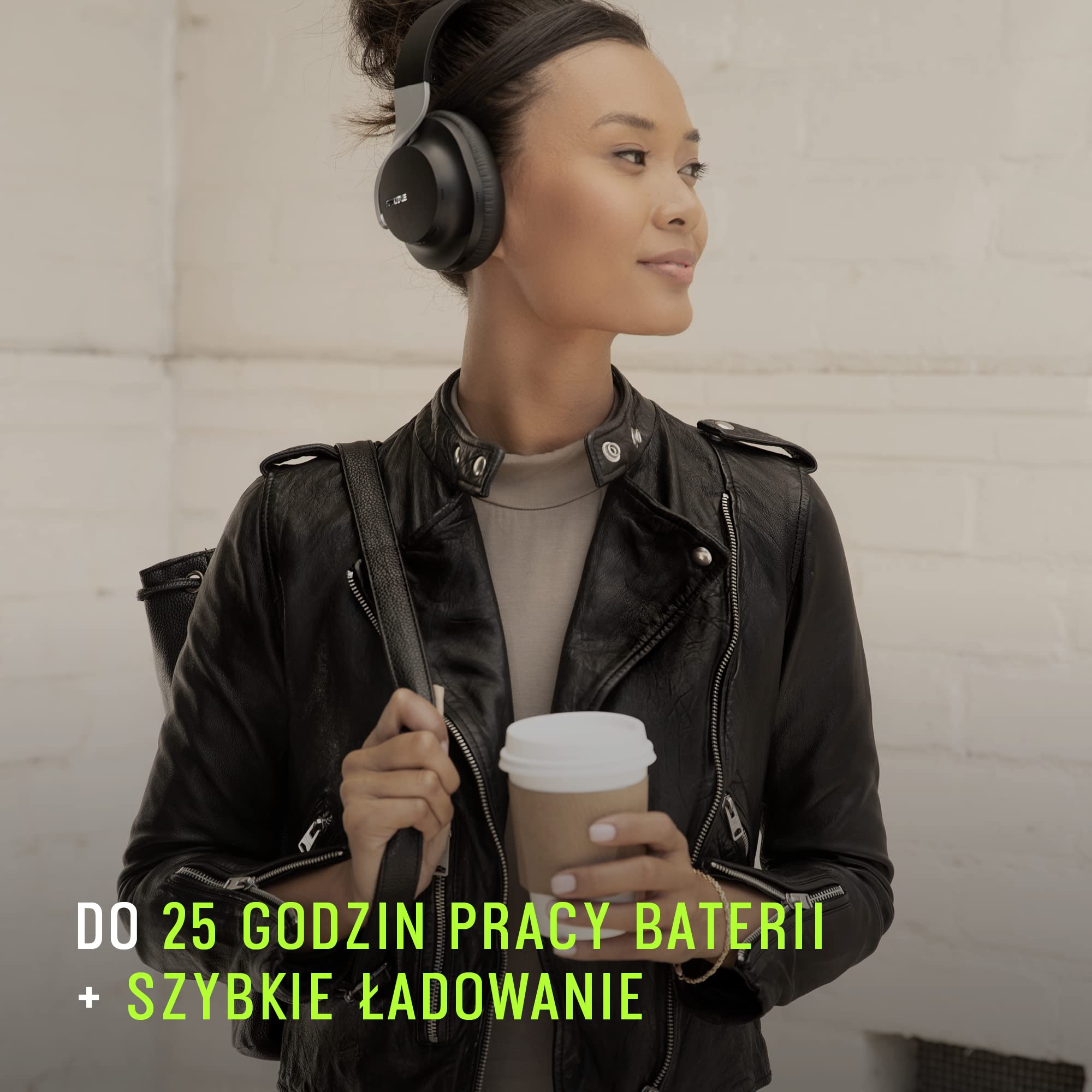 Shure AONIC 40 Bezprzewodowe słuchawki nauszne z mikrofonem, 25 -godzinna żywotność baterii, kompatybilny z iPhone'em i Androidem - czarny