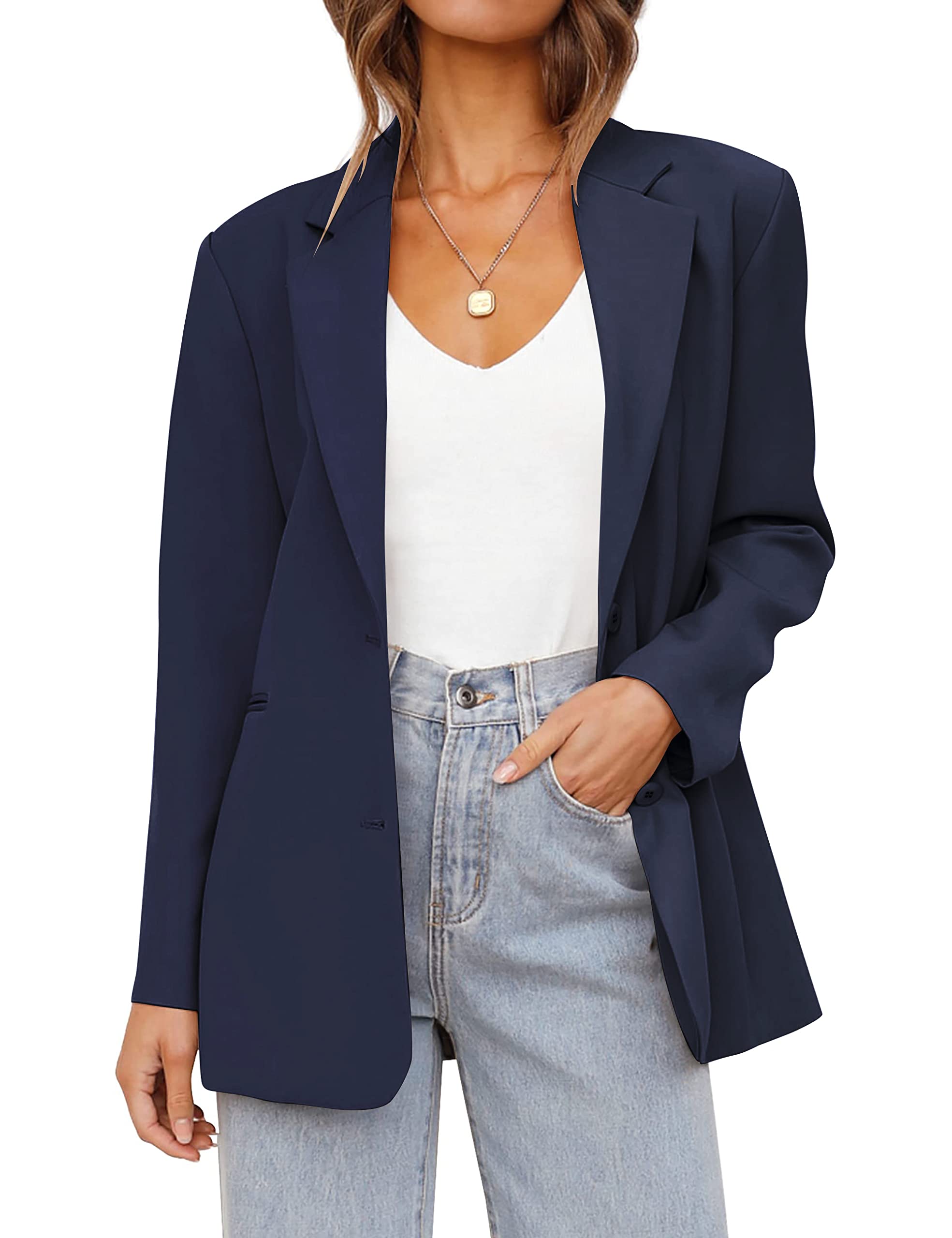 merokeety Womens Casual Blazers Long Sleeve Lapel Open Front Button Work Blazer Jackets with Pockets-picture-51