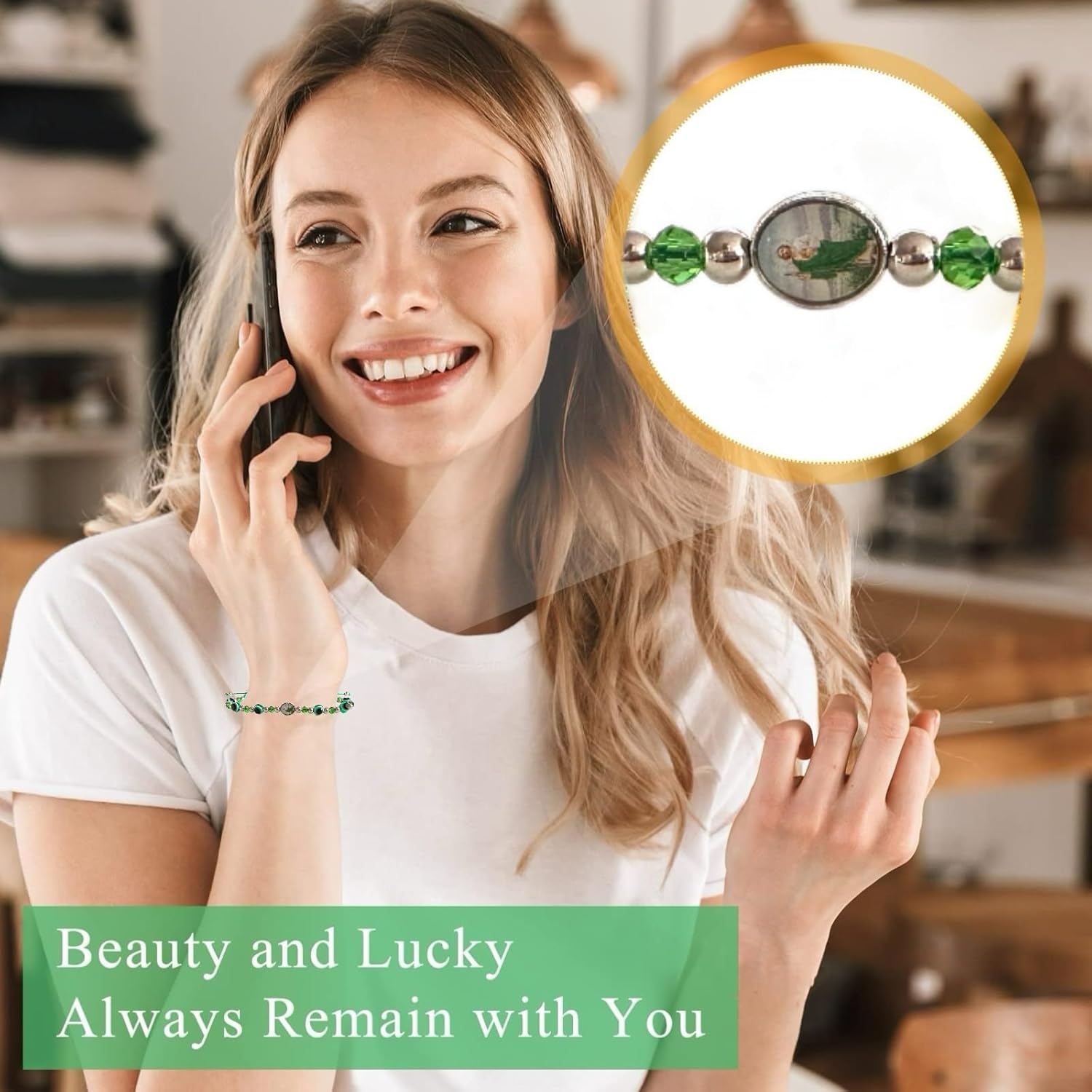 Bovemee 24PCS Virgin Mary Bracelets，Green Saint Jude bracelet Rosary Handmade Mexican bracelets,Virgen de Guadalupe Bracelet San Judas Tadeo Gift For Men Women - Image 7