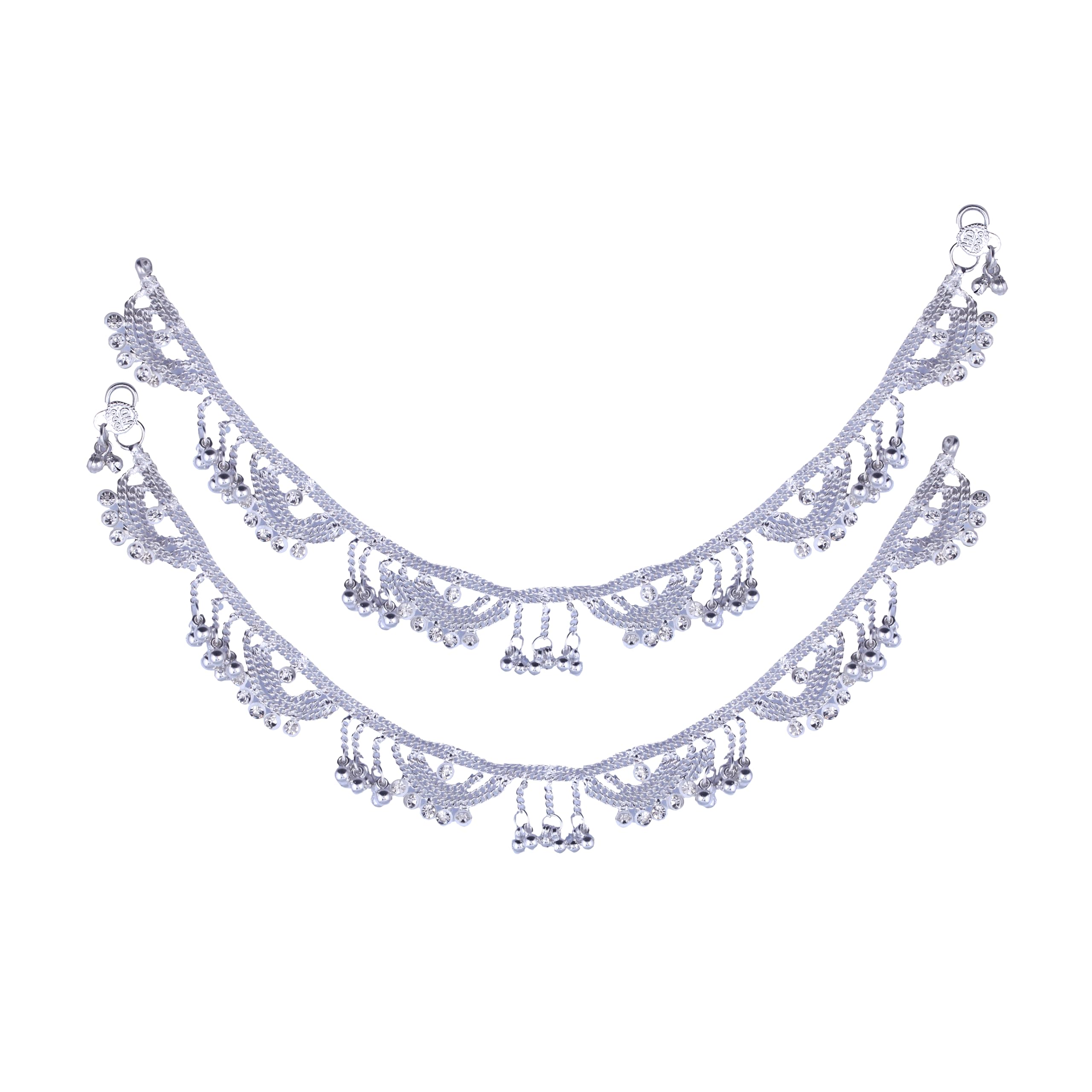 Vivastri Traditional Silver White Metal Payal Anklets Pair for Women & Girls [VIVA1028PYL]-image-39