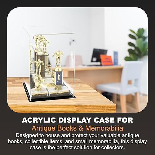 Vista 522 de Better Display Cases Versátil vitrina de acrílico transparente - Caja rectangular grande con base blanca 18" x 12" x 3" (BK09)