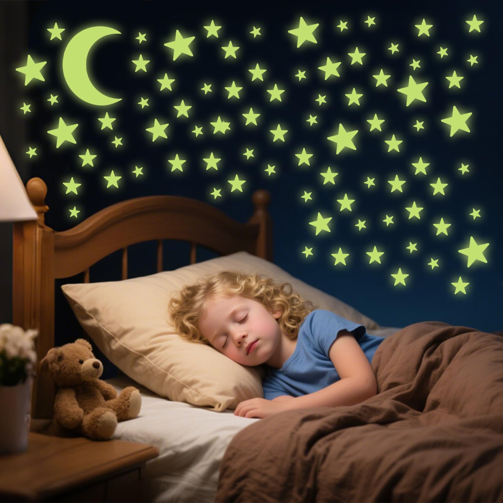 462 Stück Leuchtsterne Kinderzimmer Leuchtsterne Selbstklebend Nachtleuchtende Sterne Leuchtende Babyzimmer Deko Geschenke Sterne und Mond Leuchtende Kinderzimmer Selbstklebend Wandsticker